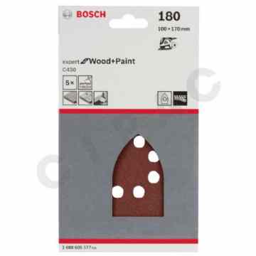 Cipac BOSCH - ABRASIF C430 EXPERT FOR WOOD AND PAINT, 100 X 170 MM, GRAIN 180, 5X - 2608605577