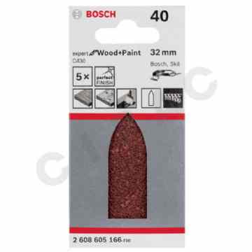 Cipac BOSCH - ABRASIF C430 EXPERT FOR WOOD AND PAINT, 32 MM, GRAIN 40, 5X - 2608605166