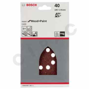 Cipac BOSCH - ABRASIF C430 EXPERT FOR WOOD AND PAINT, 100 X 170 MM, GRAIN 40, 5X - 2608605182