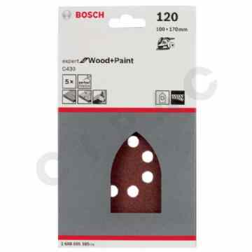 Cipac BOSCH - ABRASIF C430 EXPERT FOR WOOD AND PAINT, 100 X 170 MM, GRAIN 120, 5X - 2608605185