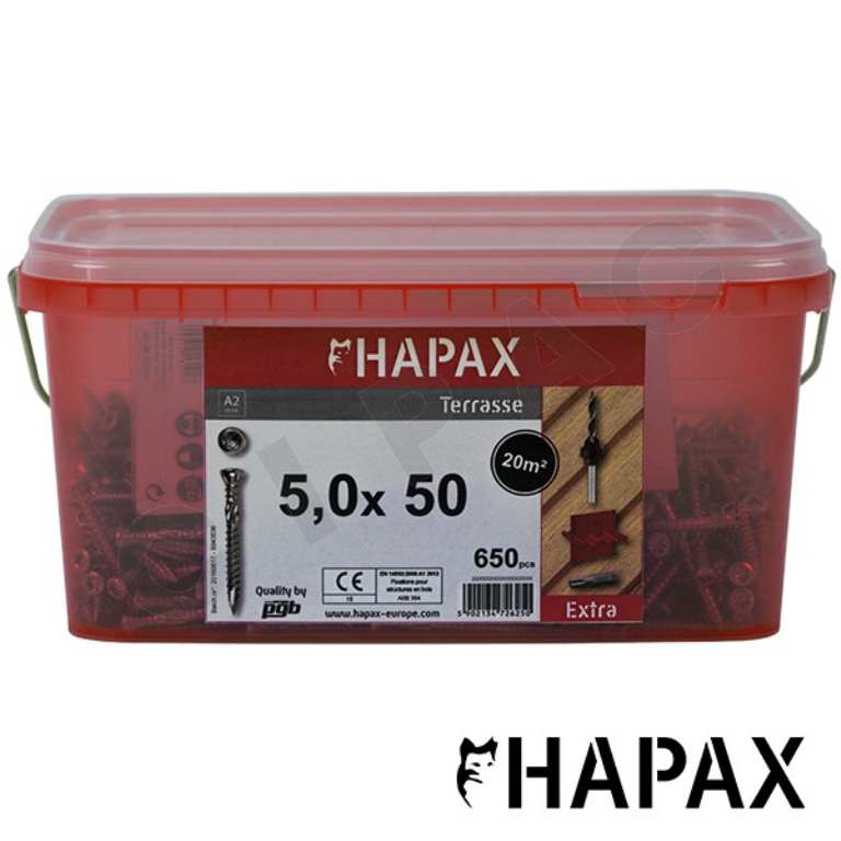 Cipac PGB - HAPAX VIS DECK D BOIS DUR 5X70 A2 T25 - 550PCS - HAP020A00SET070M