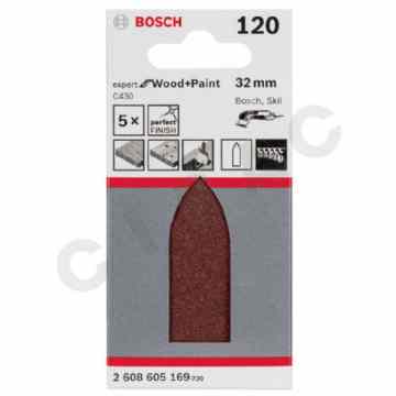 Cipac BOSCH - ABRASIF C430 EXPERT FOR WOOD AND PAINT, 32 MM, GRAIN 120, 5X - 2608605169